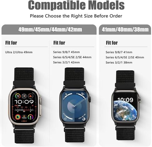 Bcuckood Nylon Sport Bands Compatible with Apple Watch Band 49mm 45mm 46mm 44mm 42mm 41mm 40mm 38mm Women Men, Adjustable Solo Loop Bands for iWatch Series 11 10 9 8 7 6 5 4 3 SE Ultra 2 1, 3 Pack in Saudi Arabia