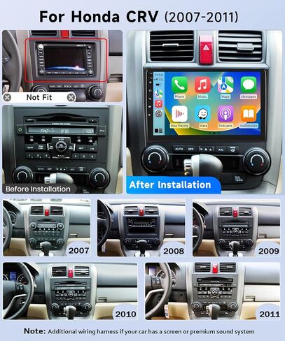 2+64 جيجا - لراديو السيارة Honda CRV 2007-2011 مع Carplay لاسلكي/Android Auto، ستيريو سيارة أندرويد 9 بوصة شاشة لمس GPS ملاحة واي فاي بلوتوث FM/RDS وصلة مرآة SWC+ كاميرا احتياطية in Saudi Arabia