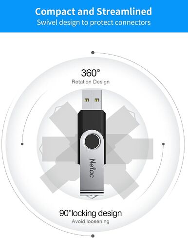 Netac 64GB USB Stick USB 3.0 Flash Drive, Up to 90MB/s, Thumb Drive for Data Storage, Pen Drive with Swivel Design, Memory Stick for External Storage Data/Computer/PC/Laptop/Sound in Kuwait