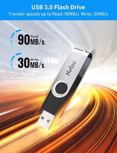 Netac 64GB USB Stick USB 3.0 Flash Drive, Up to 90MB/s, Thumb Drive for Data Storage, Pen Drive with Swivel Design, Memory Stick for External Storage Data/Computer/PC/Laptop/Sound in Kuwait