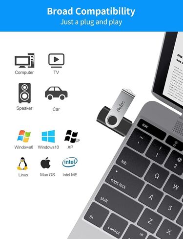 Netac 64GB USB Stick USB 3.0 Flash Drive, Up to 90MB/s, Thumb Drive for Data Storage, Pen Drive with Swivel Design, Memory Stick for External Storage Data/Computer/PC/Laptop/Sound in Kuwait