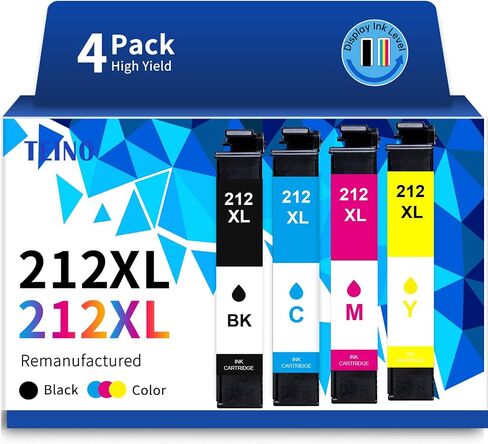 TEINO 212 212XL Ink Cartridges for Epson Printer Remanufactured Replacement for Epson 212 212XL Ink Cartridges for Epson Printer XP-4100 XP-4105 WF-2830 WF-2850 (Black Cyan Magenta Yellow, 4-Pack) in Saudi Arabia
