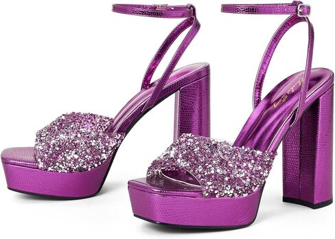Elisabet Tang 4IN rhinstone square toe platform strappy chunky block dressy heeled sandals sparkly Lizard pattern leather heels for evening prom in Kuwait