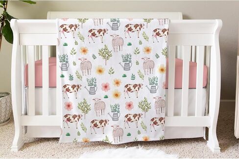 Farm Animals Baby Blanket for Boys Girls Neutral Farm Pig Sheep Cow Chicken Duck Newborn Nursery Swaddle Receiving Blankets Soft Plush Lightweight Breathable for Infant Toddler Crib Stroller Bedding in Saudi Arabia