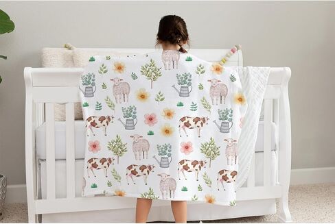 Farm Animals Baby Blanket for Boys Girls Neutral Farm Pig Sheep Cow Chicken Duck Newborn Nursery Swaddle Receiving Blankets Soft Plush Lightweight Breathable for Infant Toddler Crib Stroller Bedding in Saudi Arabia