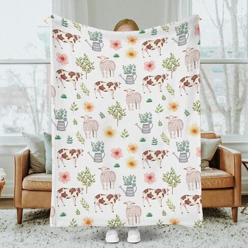 Farm Animals Baby Blanket for Boys Girls Neutral Farm Pig Sheep Cow Chicken Duck Newborn Nursery Swaddle Receiving Blankets Soft Plush Lightweight Breathable for Infant Toddler Crib Stroller Bedding in Saudi Arabia