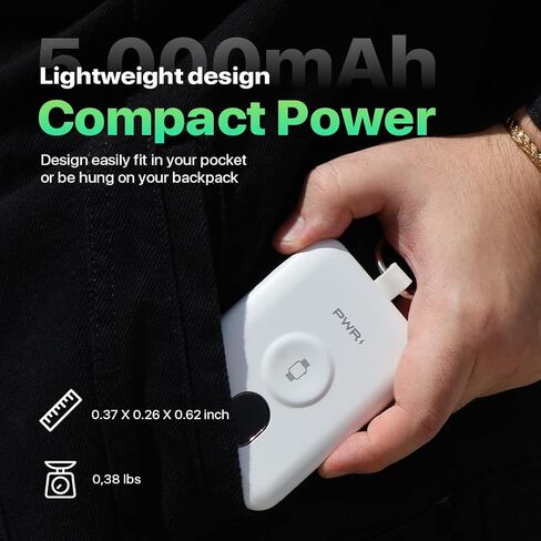 PWR Versa 4 in 1 Apple Watch Portable Charger, 5000mAh iWatch Wireless Charger Power Bank with Built-in Cables, Travel Keychain Charger for Multiple Devices with Ring Attachment in Saudi Arabia
