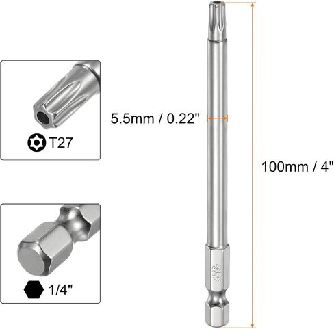 HARFINGTON T10 Security Torx Bit 1/4" Hex Shank 4" Long S2 Steel Magnetic Tamper Resistant Star Bits Screwdriver Torx Head with Hole for Driver Drill Bits Remove Fastening Screws in Saudi Arabia