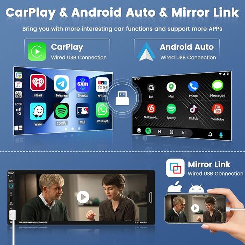 6.9 بوصة تعمل باللمس سيارة ستيريو واحد الدين أبل Carplay أندرويد السيارات راديو السيارة FM بلوتوث استقبال الصوت سيارة يدعم نوع C USB SWC مرآة الارتباط in Saudi Arabia