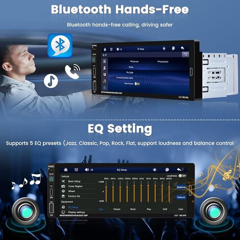 6.9 بوصة تعمل باللمس سيارة ستيريو واحد الدين أبل Carplay أندرويد السيارات راديو السيارة FM بلوتوث استقبال الصوت سيارة يدعم نوع C USB SWC مرآة الارتباط in Saudi Arabia