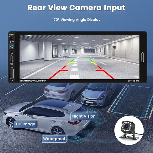 6.9 بوصة تعمل باللمس سيارة ستيريو واحد الدين أبل Carplay أندرويد السيارات راديو السيارة FM بلوتوث استقبال الصوت سيارة يدعم نوع C USB SWC مرآة الارتباط in Saudi Arabia