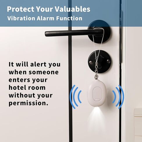 Door Stopper Security Alarm,Portable 130 Loud Entrance Alert Door Stop Alarm for Travel Hotel Home Apartment House,LED Flashing USB Rechargeable Vibration Moving Sensor Siren (White) in Saudi Arabia