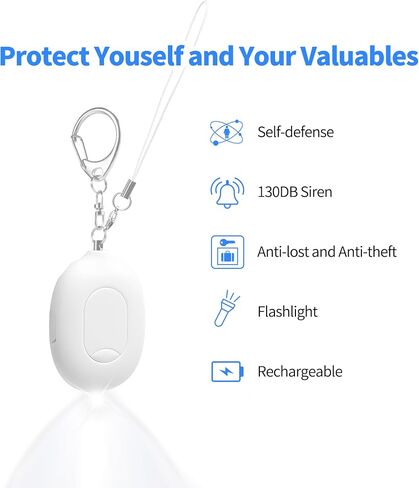 Door Stopper Security Alarm,Portable 130 Loud Entrance Alert Door Stop Alarm for Travel Hotel Home Apartment House,LED Flashing USB Rechargeable Vibration Moving Sensor Siren (White) in Saudi Arabia