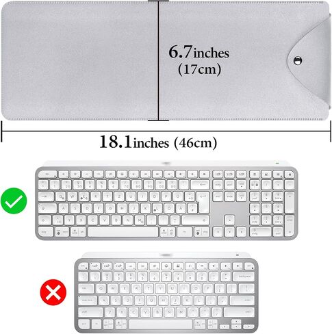 Geekria Full Size Slim Keyboard Sleeve Case, Vegan Leather Travel Bag, Keyboard Protective Cover for Logitech MX Keys S/MX Keys/ MK955, Magic Keyboard with Numeric Keypad Keyboard (Light Gray) in Saudi Arabia