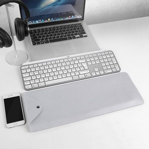 Geekria Full Size Slim Keyboard Sleeve Case, Vegan Leather Travel Bag, Keyboard Protective Cover for Logitech MX Keys S/MX Keys/ MK955, Magic Keyboard with Numeric Keypad Keyboard (Light Gray) in Saudi Arabia