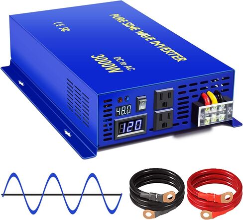 3000 watt Inverter 48 volt Pure Sine Wave Inverter 48V DC to AC 120V 110V Surge 6000W, Power Inverter for Truck car RV home solar. (3000W 48V) in Saudi Arabia
