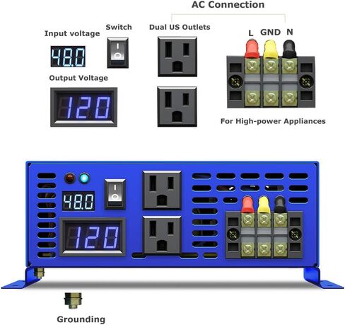 3000 watt Inverter 48 volt Pure Sine Wave Inverter 48V DC to AC 120V 110V Surge 6000W, Power Inverter for Truck car RV home solar. (3000W 48V) in Saudi Arabia
