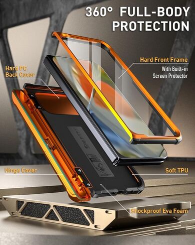 Poetic Spartan Case for Google Pixel 9 Pro Fold 5G, [Hinge Protection][Kickstand][Mil-Grade Protection] Full-Body Shockproof Protective Rugged Cover with Built-in Screen Protector, Metallic Gun Metal in Saudi Arabia