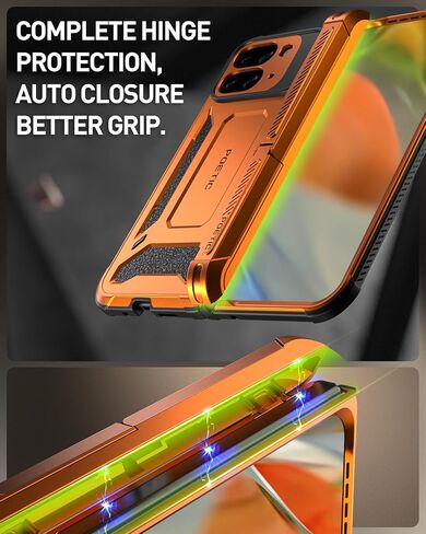 Poetic Spartan Case for Google Pixel 9 Pro Fold 5G, [Hinge Protection][Kickstand][Mil-Grade Protection] Full-Body Shockproof Protective Rugged Cover with Built-in Screen Protector, Metallic Gun Metal in Saudi Arabia