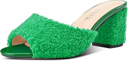 TNYNFBEB Womens Chunky Block Mid Heel Open Toe Sandals Mules Shoes Slip-on Slingback villi Prom Dress 2.6 Inches Heels in Saudi Arabia
