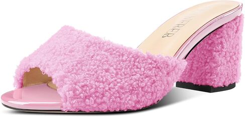 TNYNFBEB Womens Chunky Block Mid Heel Open Toe Sandals Mules Shoes Slip-on Slingback villi Prom Dress 2.6 Inches Heels in Saudi Arabia