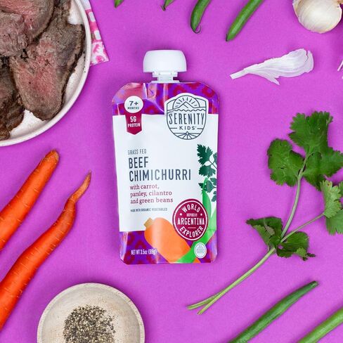 Serenity Kids 7+ Months World Explorers Baby Food Pouches Puree Made With Ethically Sourced Meats & Organic Veggies | 3.5 Ounce BPA-Free Pouch | World Explorers Intro Pack | 6 Count in Saudi Arabia