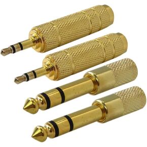 4 Pack 6.5mm (1/4 inch) Male to 3.5mm (1/8 inch) Female Stereo Headphone Adapters,Gold Plate 6.5mm Adapter & 3.5mm Audio Conversion Plug