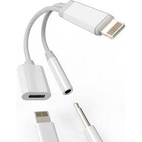Iphone AUX Adapter for Headphone Jack Cable Dongle 2in1 Lightning to 3.5mm Splitter Charge Cord MFI Certified Audio Charging Adaptador Para for 13 12 11 Pro Max Mini X 8 7 Plus Ipad Music Earbud