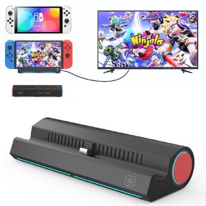 TV Dock Station Compatible for Switch/Switch OLED Replacement Compatible for Official Switch Dock Switch Docking Station Support 4K HDMI/1080P/60Hz Output