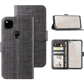 Feitenn Google Pixel 4A 4G Wallet Case, Slim Thin Folio Cover Stand Credit Card Slots Holder Magnetic Closure Bumper PU Leather Shockproof Shell for Google Pixel 4A 4G 2020 - Black