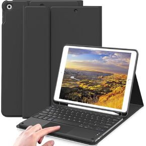 kenke Keyboard Case for iPad 9th Generation 10.2 inch, Touchpad Detachable Wireless Bluetooth Keyboard Soft TPU Back Case with Pencil Holder for iPad 9th/8th/7th Gen 2021/2020/2019 Model, Gray