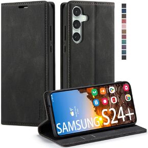 Samsung Galaxy S24+ Plus Wallet Case with [RFID Blocking] Card Holder Kickstand Magnetic,Leather Flip Case Wallet for Samsung Galaxy S24+ Plus 6.8 Inch (Blue)