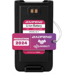 MIRKIT Baofeng Battery BL-9 2200mAh Li-ion Compatible with: Baofeng UV-9R, UV-9R Plus, BF-T57 Two Way Radios - Rechargeable Extended Battery Radio