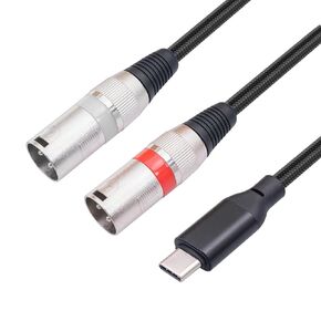 REXUS USB C to Dual XLR Male Audio Cable 3.3 Ft TYPE C to 2 XLR Male Stereo Power Amplifier,Mobile Phone USB C Connection Active Speaker, Power Amplifier, iPhone 15(TCM2XMM_10)
