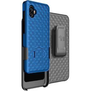 Case with Clip for Galaxy XCover 6 Pro, Nakedcellphone Slim Hard Shell Phone Cover with Kickstand and [Rotating/Ratchet] Belt Hip Holster Combo for Samsung XCover6 Pro (2022, SM-G736) - Cobalt Blue