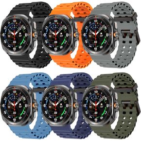 Ocean Sport Galaxy Watch 7 Ultra Bands,No Gap Silicone Band Compatible with Samsung Galaxy Watch Ultra 7 47mm Bands 2024 for Men Women