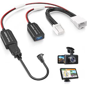 Dash Cam Power Adapter,(14P Type B)Fit Select Dodge Ram 1500/2500/3500,JEEP Compass/Wagoneer,Connect to Auto-Dimming Rearview Mirror,Power Adapter Charging Cable for GPS Dashcam Mirror Camera