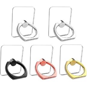 5 Pack Cell Phone Ring Holder Stand Transparent Phone Ring Holder 360° Degree Rotation Finger Ring Kickstand Compatible Various Mobile Phones or Phone Cases