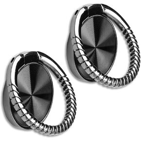[2 Packs] Featured CD Textures Cell Phone Ring Holder Stand, 360 Degree Rotation Finger Ring Kickstand with Polished Metal Phone Grip for Magnetic Car Mount, Smartphone Accessories