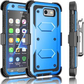 J3 Emerge / J3 Prime Case, for Samsung Galaxy J3 Mission / J3 Eclipse/Express Prime 2/ Amp Prime 2/ J3 Luna Pro Holster Clip, Tekcoo [Tshell Black] Locking Belt [Built-in Screen] Kickstand Cover