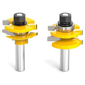 2PCS Bit Ogee Rail and Stile Router Bit Set 1/2 Inch Shank Woodworking Tongue and Groove Router Bit Raised Panel Milling Cutter Tools for Cabinet Door, Frames and More