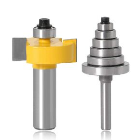 Mesee Rabbet Router Bit with 6 Bearings Set, 1/2 Inch Shank Adjustable Rabbet Bits Woodworking Milling Slotting Cutter (Multiple Depths 1/8", 1/4", 5/16", 3/8", 7/16", 1/2")