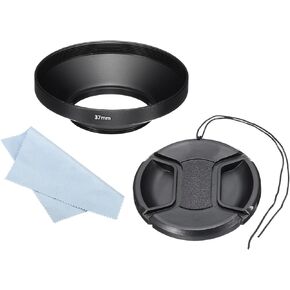 PATIKIL 55mm Lens Hood, Wide Angle Matte Surface Anti-reflective Inside Hood with 77mm Lens Cap and Cleaning Cloth for Camera Lens, Black for Nikon, for Fujifilm, for Pentax, for Leica