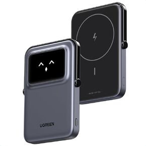 UGREEN Uno Magsafe Power Bank, 5000mAh Magnetic Portable Charger, 20W Fast Charging Battery Pack with Foldable Stand and TFT Display for iPhone 16/15/15 Plus/15 Pro/15 Pro Max/14/13/12 Series, Black