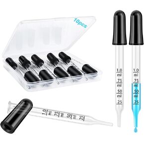 8 Pack Glass Ear and Eye Medicine Dropper, 1ml Pipettes Dropper for Essential Oils, Medicine, Skincare, Lab, Health Care, Measuring and Transferring a Variety of Liquids, Herain Droppers-Straight Tips