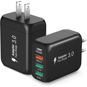 USB C Charger Block, OKRAY 2-Pack 40W 4-Port Type C Wall Charger Plug QC+PD3.0 Fast Charging Brick Multiport Power Adapter Cube Compatible for iPhone 15 14 13 12 11 Pro Max, iPad, GalaxyS23 S22(White)