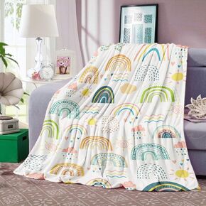 Fox Throw Blanket for Girls, Cute Fox Flowers Throw Blanket, Soft Cozy Flannel Wildflower Print Blankets, Blue Fluffy Warm Fuzzy Blankets for Baby Newborn Kids Boys Gifts Crib Sofa Couch, 30x40 Inch