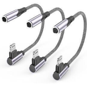 [Apple MFi Certified] 90 Degree Lightning to 3.5 mm Headphone Jack Adapter, 2 Pack iPhone Headphones Adapter Aux Dongle Adaptor Earphone Audio Coverter for iPhone 14 13 12 11 Pro Max XS XR X 8 7, iPad in Kuwait