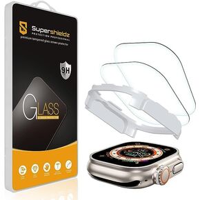 Supershieldz (2 Pack) Designed for Apple Watch Ultra 2 (49mm) / Apple Watch Ultra (49mm) Tempered Glass Screen Protector with (Easy Installation Tray) Anti Scratch, 0.33mm, Bubble Free