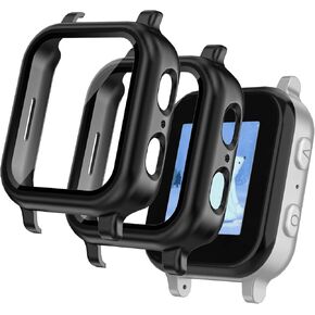 2 Pack Protective Case Compatible with Gabb Watch 3 Screen Protector, Hard PC Bumper Cover Built-in Tempered Glass Compatible for Gabb Kids Watch 3 Accessories（NOT Compatible for Gabb Watch 2/1）